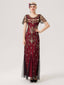 Robe Charleston à manches courtes en maille perlée des années 1920