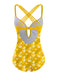 Maillot de bain jaune 1950s Marguerite Patchwork