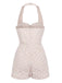 2PCS Combishort dos nu rose clair et jupe à boutons à pois rose clair