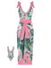 Maillot de bain et cache-maillot à fleurs à col en V des années 1950