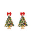 Boucles d'oreilles en strass en alliage d'arbre de Noël coloré