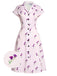 Robe Chemise Violette Florale Boutonnée Années 1940
