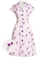 Robe Chemise Violette Florale Boutonnée Années 1940