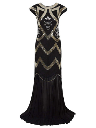 [Produits en Liquidation] Robe Charleston Vintage Année 20 Longue à Sequins et Perles Soirée Cocktail