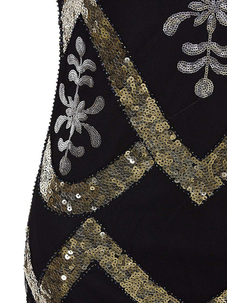 [Produits en Liquidation] Robe Charleston Vintage Année 20 Longue à Sequins et Perles Soirée Cocktail