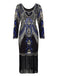 Robe Charleston Vintage Année 20 Bleu Flapper à Sequins Soirée Cocktail Chic