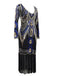 Robe Charleston Vintage Année 20 Bleu Flapper à Sequins Soirée Cocktail Chic