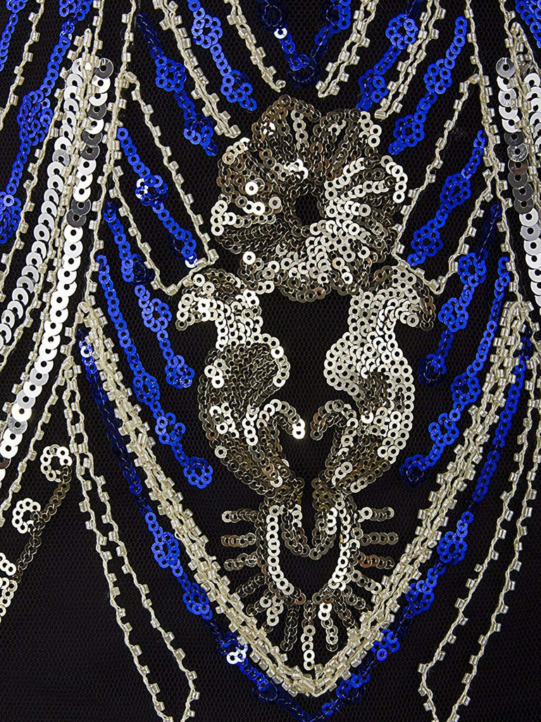 Robe Charleston Vintage Année 20 Bleu Flapper à Sequins Soirée Cocktail Chic