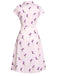 Robe Chemise Violette Florale Boutonnée Années 1940