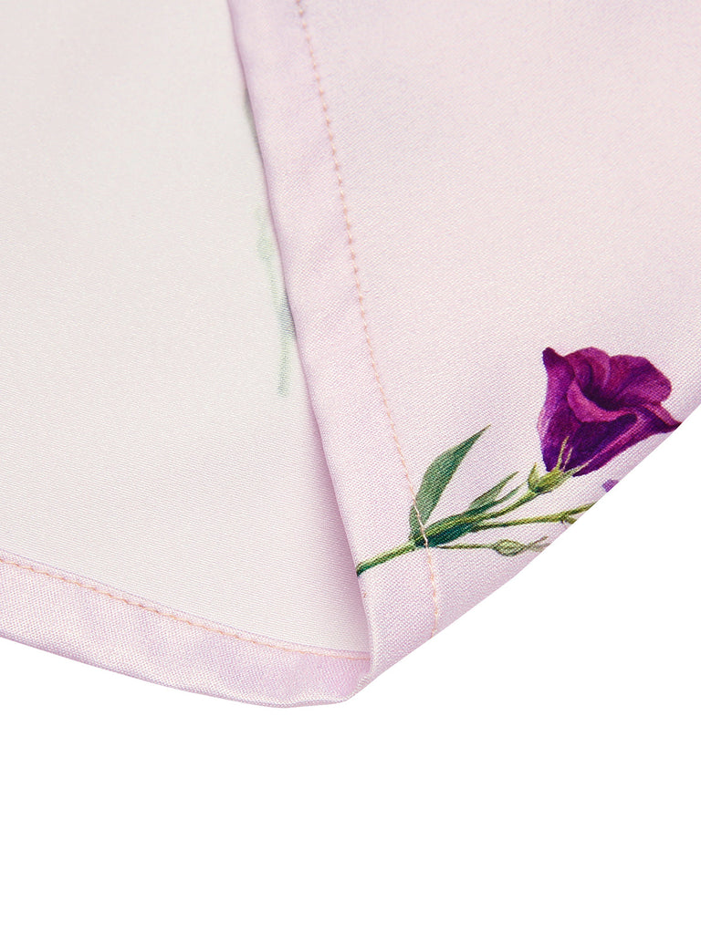 Robe Chemise Violette Florale Boutonnée Années 1940