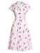 Robe Chemise Violette Florale Boutonnée Années 1940