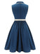 Robe à revers sans manches bleu marine des années 1960