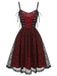 Robe de style gothique motif tête de mort rouge vin des années 1980