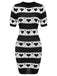 Robe tricotée noire à cœur contrastant des années 1960