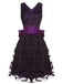 Robe à nœud de chauve-souris d’Halloween violet foncé des années 1950