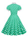 Robe trapèze à pois et col chemise des années 1950