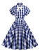 Robe trapèze années 1950 à carreaux et revers