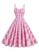 Robe trapèze à bretelles à carreaux des années 1950