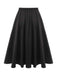 Jupe plissée noire unie à taille élastique des années 1950