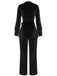 2PCS Top et pantalon en velours noir à col en V de profondeur des années 30