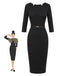 Robe crayon noire à col bateau uni des années 1960