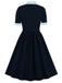 Robe avec nœud à revers et boutons contrastés des années 1940