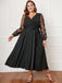 [Grande Taille] Robe noire à manches en maille florale des années 1950