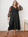 [Grande Taille] Robe noire à manches en maille florale des années 1950