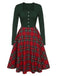 Robe à manches longues à carreaux de Noël des années 1950