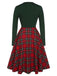 Robe à manches longues à carreaux de Noël des années 1950