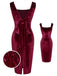 Robe à nœud en velours d'élan des années 1960 rouge vin
