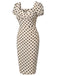 Robe rose pois col carré et manches bouffantes années 1960