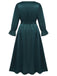 [Grande taille] Robe verte à nouer à la taille et col en V des années 1940