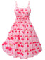 Robe rose à bretelles spaghetti cerise des années 1950