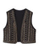 Veste gilet brodée vintage noire des années 1960
