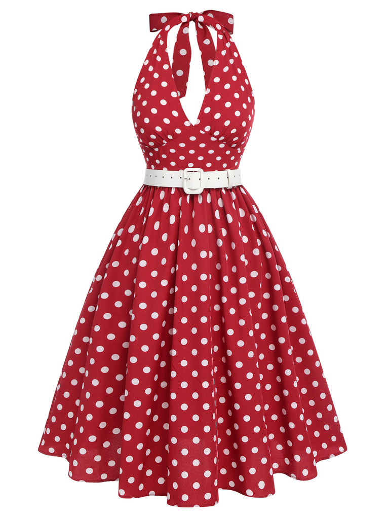 Robe dos nu rayée arc-en-ciel avec ceinture années 1950