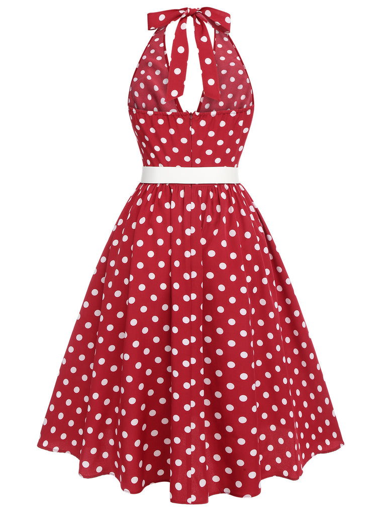 Robe dos nu rayée arc-en-ciel avec ceinture années 1950