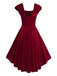 Robe unie bouton coeur rouge vin des années 1950