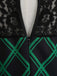 Robe patchwork en dentelle à carreaux verte et noire des années 1950
