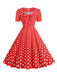 Robe trapèze vintage Col Chérie avec Noeud des années 1950