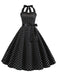 Robe Cocktail à Pois Bleue années 1950