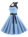 Robe Cocktail à Pois Bleue années 1950