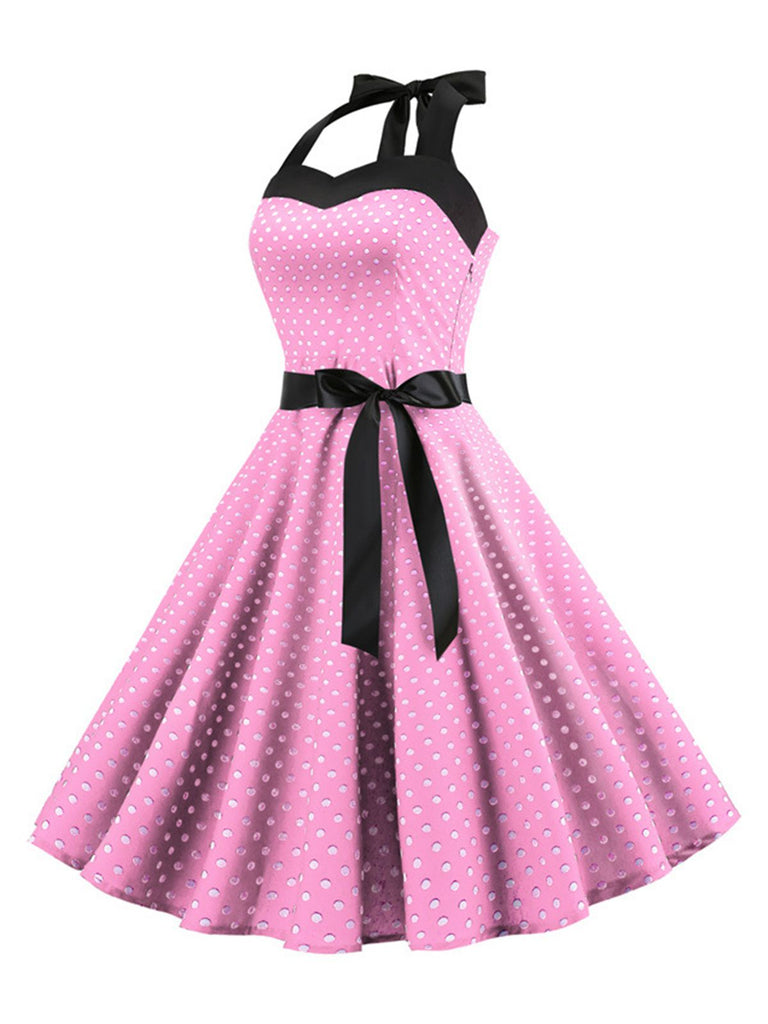 Robe Cocktail à Pois Bleue années 1950