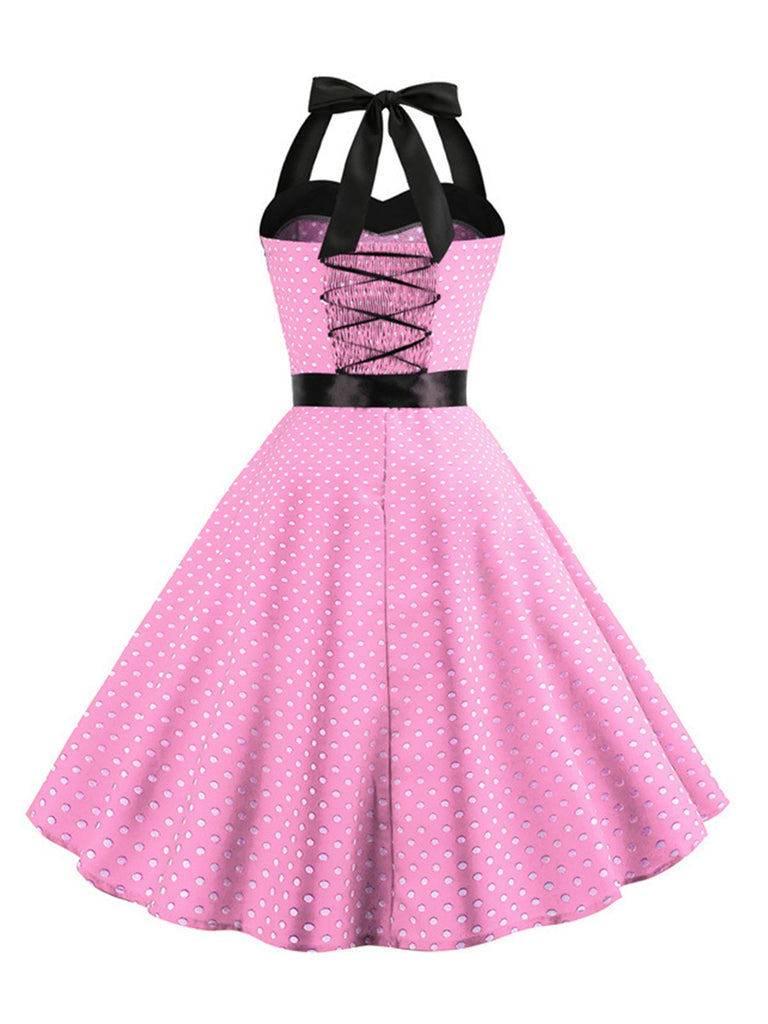 Robe Cocktail à Pois Bleue années 1950