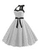 Robe Cocktail à Pois Bleue années 1950