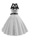 Robe Cocktail à Pois Bleue années 1950
