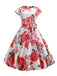 Robe trapèze florale rétro des années 1950