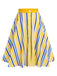 Jupe boutonnée à rayures jaune blanc bleu des années 1950