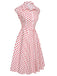 Robe sans manches à revers à pois rose années 1950
