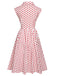 Robe sans manches à revers à pois rose années 1950